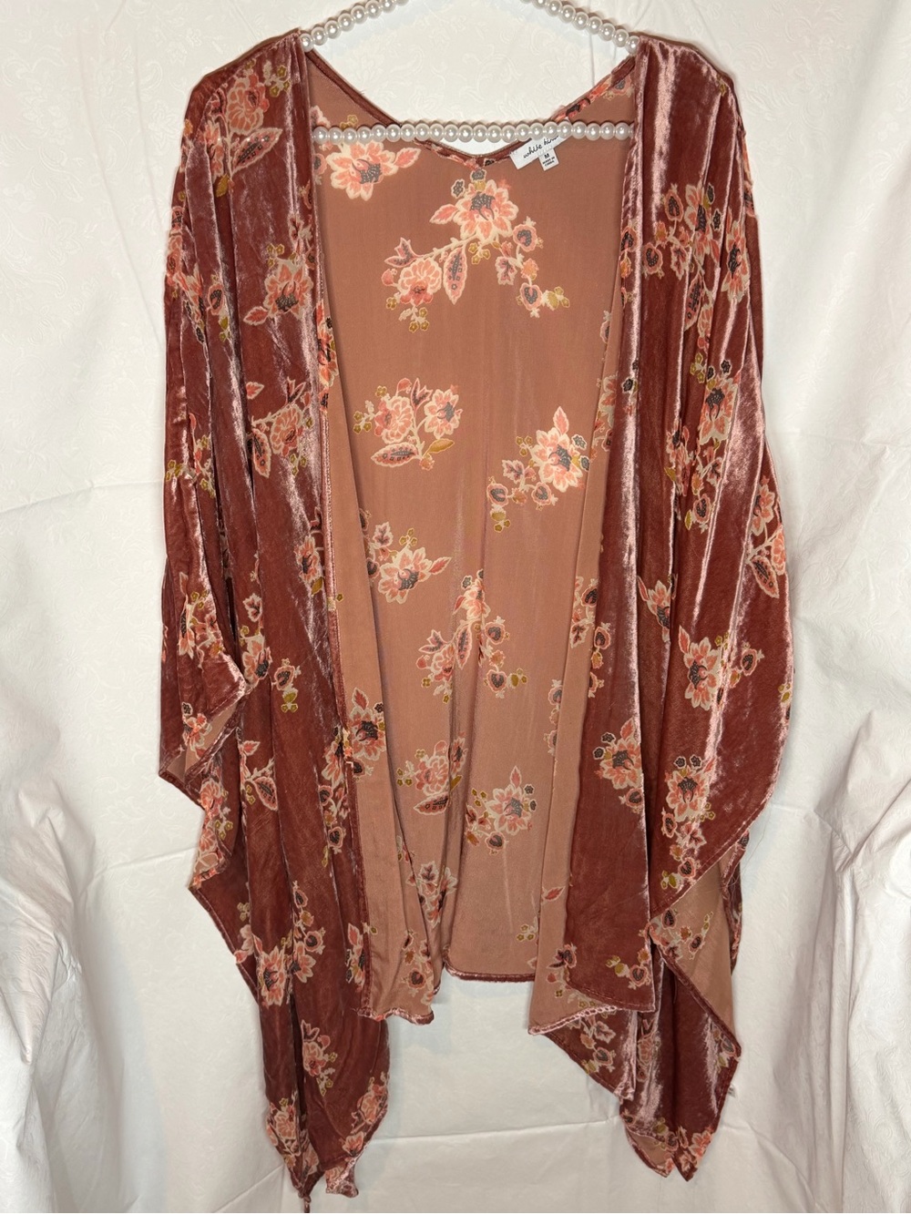 STUNNING White Birch Rust Floral Velvet Kimono